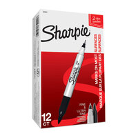 SHARPIE Twin Tip Permanent Marker Black Box of 12 thumbnail