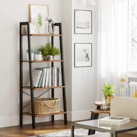 Rustic brown and black steel Metal Frame 4 Tier bookshelf thumbnail