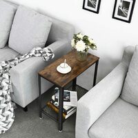 Industrial Side Table 2-Tier With Mesh and Metal Frame Rustic Brown thumbnail