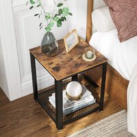 2-Tier Side Table with Storage Shelf with Metal Frame Rustic Brown thumbnail