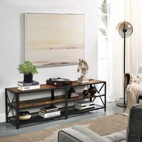 TV Stand for 60-Inch TV with Industrial Style Steel Frame Rustic Brown and Black thumbnail