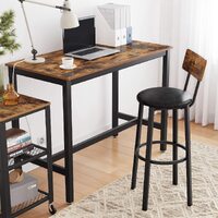 Bar Table with Solid Metal Frame and Wood Look, 120 x 60 x 90 cm thumbnail