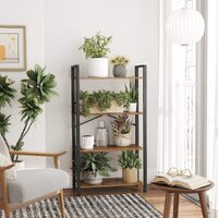 4-Tier  Storage Rack with Steel Frame, 120 cm High, Rustic Brown and Black thumbnail