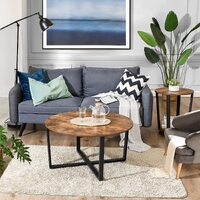 Round Coffee Table Rustic Brown and Black thumbnail