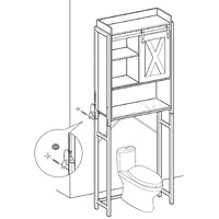 Bathroom Organiser Rack with Small Cabinet Steel Frame 64 x 24 x 171 cm Rustic Brown and Black thumbnail