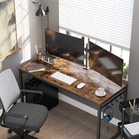 Home Office Desk with 8 Hooks 140 x 60 x 75 cm Rustic Brown and Black thumbnail
