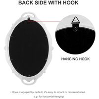 Oval Antique White 25 x 38 cm Vintage Carved Hanging Wall Mirror for Bedroom and Living-Room thumbnail