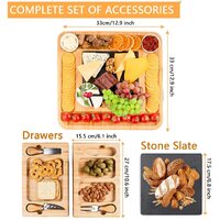 Bamboo Cheese Board Set with Knife Set with 4 Stainless Steel Knife & Thick Wooden tray for Wine Crackers, Brie and Meat thumbnail