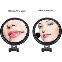 20X Magnifying Hand Mirror Two Sided Use for Makeup Application, Tweezing, and Blackhead/Blemish Removal (10 cm Black) thumbnail
