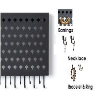 Wall Mount Earring Jewelry Hanger Organizer Holder with 109 Holes and 19 Hooks (Black) thumbnail