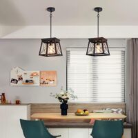 Farmhouse Pendant Light Rustic Lantern Chandelier Black thumbnail