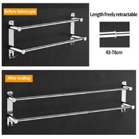 Stretchable 45-75 cm Towel Bar for Bathroom and Kitchen (Two Bars) thumbnail
