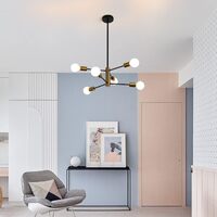 Sputnik Chandelier Modern Industrial, 6-Light , Black & Gold thumbnail