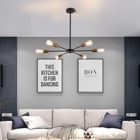 Modern Sputnik Chandelier Black Gold E27 Bulbs thumbnail