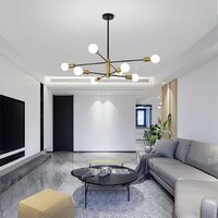 Sputnik Chandelier Modern Industrial, 8-Light , Black & Gold thumbnail