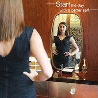 Hanging Full Length Wall Mirror - Solid Bamboo Frame and Adjustable Leather Strap for Bathroom and Bedroom thumbnail