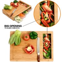 Large Bamboo Cutting Board and 4 Containers with Mobile Holder gift included for Home Kitchen thumbnail