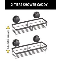 2 Pack Rectangular Corner Shower Caddy Shelf Basket Rack with Premium Vacuum Suction Cup No-Drilling for Bathroom and Kitchen thumbnail
