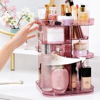 360 Rotating Large Capacity Makeup Organizer for Bedroom and Bathroom (Pink) thumbnail
