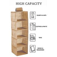 3 Pack 5-Tier Shelf Hanging Closet Organizer and Storage for Clothes (Beige) thumbnail