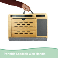 CARLA HOME Bamboo Laptop Lap Desk with Cushion and Angle Adjustable for Office and Home thumbnail