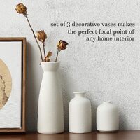 Ceramic Set of 3 Modern White Vases for Home D�cor thumbnail