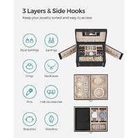 Jewelry Box 3 Layers Organizer Lockable Storage thumbnail