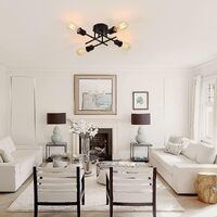 Industrial Semi Flush Mount Chandelier, Black thumbnail