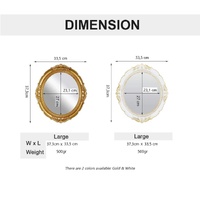 Oval Antique Vintage Hanging Wall Mirror for Bedroom and Livingroom (Gold, 38 x 33 cm) thumbnail