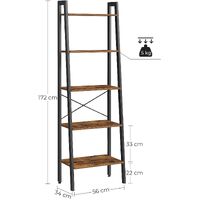 5-Tier Industrial Bookcase, Rustic Brown thumbnail