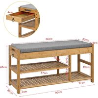 Bamboo Shoe Bench Drawers Lift Top thumbnail