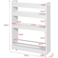 Slimline Rolling Storage Shelf, White thumbnail