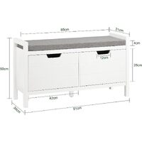 Shoe Bench Shoe Rack Cabinet Hallway, White thumbnail