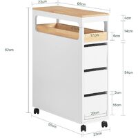 Storage Cart Narrow Cabinet Wheels Tray Drawers thumbnail