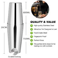 Cocktail Shaker Set Boston 23-Piece Stainless Steel and Professional Bar Tools for Drink Mixing thumbnail