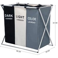 3 in 1 Large 135L Laundry Clothes Hamper Basket with Waterproof bags and Aluminum Frame (Multi) thumbnail