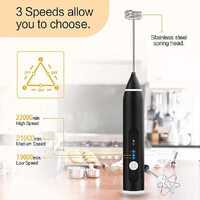 Silver Rechargeable Electric Milk Frother Handheld (3 Speeds) thumbnail