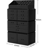 Makeup Cosmetic Organizer Storage with 12 Drawers Display Boxes (Black) thumbnail