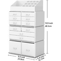 Makeup Cosmetic Organizer Storage with 12 Drawers Display Boxes (White) thumbnail