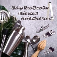 Cocktail Shaker Set Bartender Kit with Bamboo frame and 12 Pieces Stainless Steel Bar Tool Set thumbnail