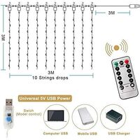 300 LEDs Window Curtain Fairy Lights 8 Modes and Remote Control for Bedroom (Warm White, 300 x 300cm) thumbnail