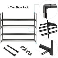 4-Tier Stainless Steel Shoe Rack Storage Organizer to Hold up to 20 Pairs of Shoes (80cm, Black) thumbnail