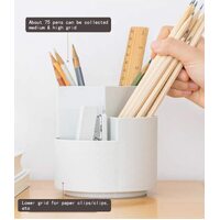 360 degree rotating multi-functional pen holder with 3 separate layer for office desk organiser (Pink) thumbnail
