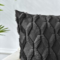2 Pack Decorative Boho Throw Pillow Covers 45 x 45 cm (Black) thumbnail