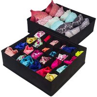 4 Pack Foldable Drawer Dividers Storage Boxes (Black) thumbnail