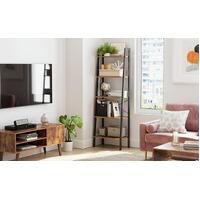 5 Tiers A-shaped Ladder Storage Shelf, Rustic, Brown thumbnail