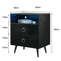 Amelia Modern LED Bedside table with USB and power socket black x 2 thumbnail