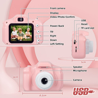 Kids Digital Dual Lens Camera, 4x Zoom and HD Video Recording (Pink) thumbnail