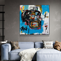 Wall Art 60cmx60cm Blue Head By Basquiat Black Frame Canvas thumbnail