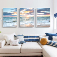 Wall Art 60cmx90cm Sunrise by the ocean 3 Sets White Frame Canvas thumbnail